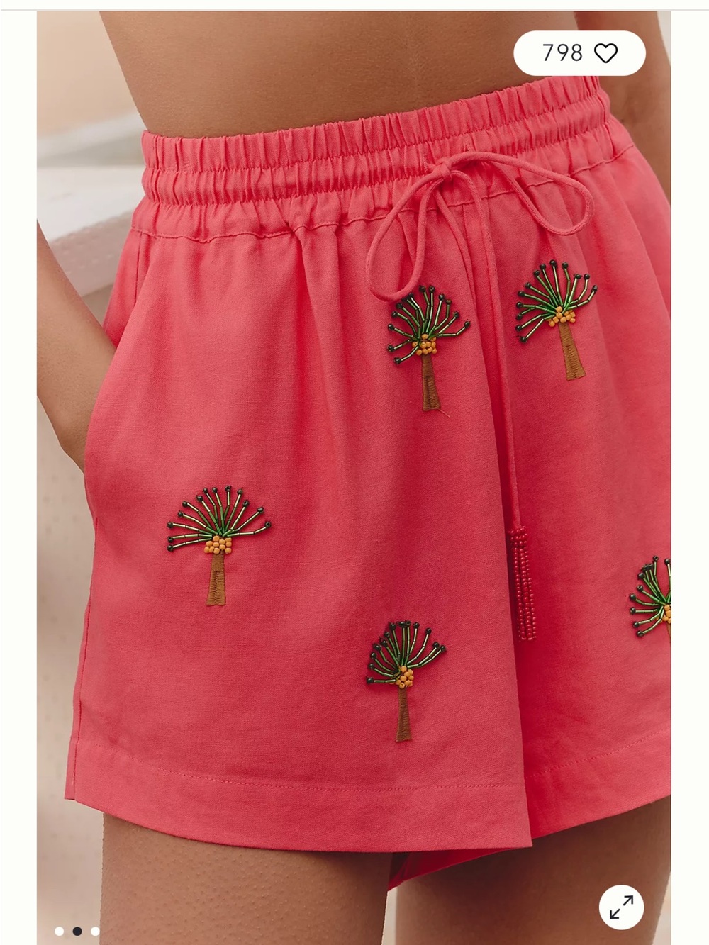 Farm Rio x Anthropologie Deco Palm Tree Drawstring Shorts